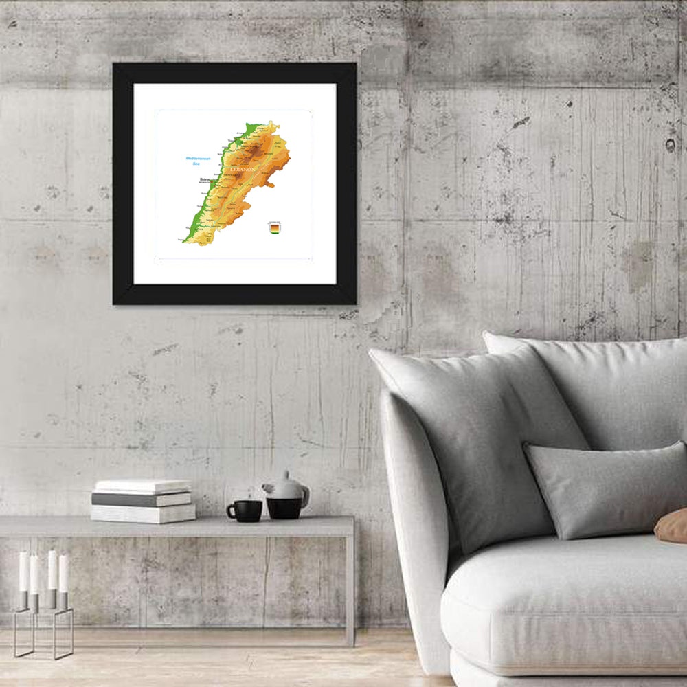 Lebanon Terrain Map Wall Art