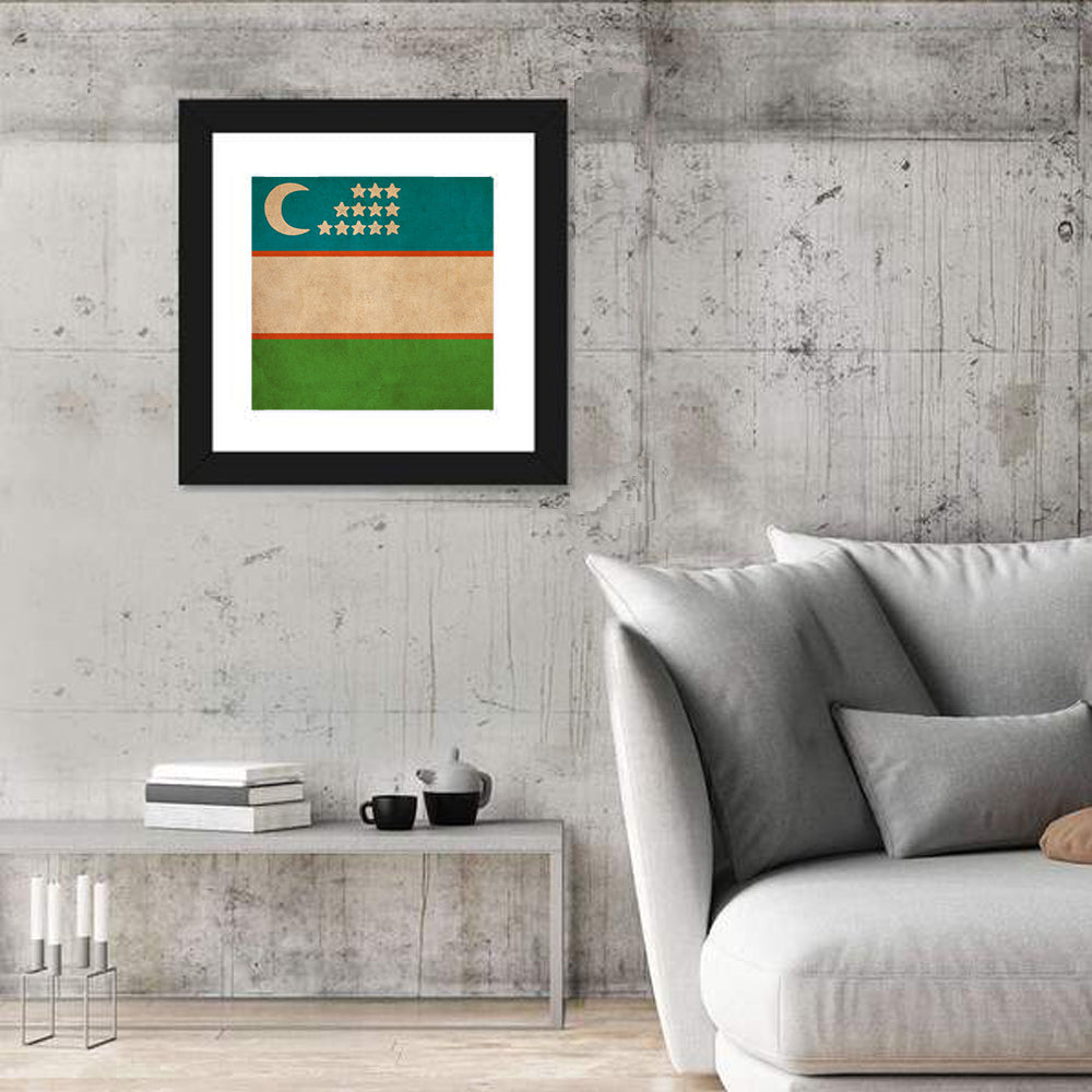 Uzbekistan Flag with Crescent and Stars Wall Art