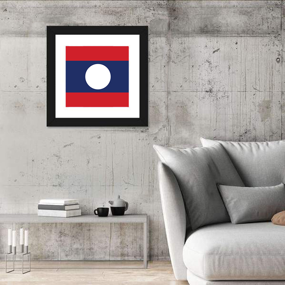 Laos Flag Minimalist Graphic Wall Art