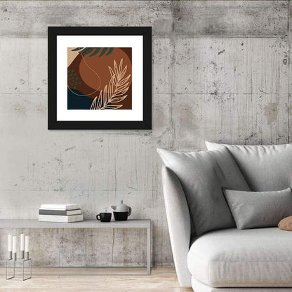 Brown Geometric Palm Leaf Wall Art