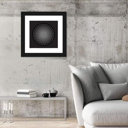Monochrome Checkerboard Spiral Wall Art