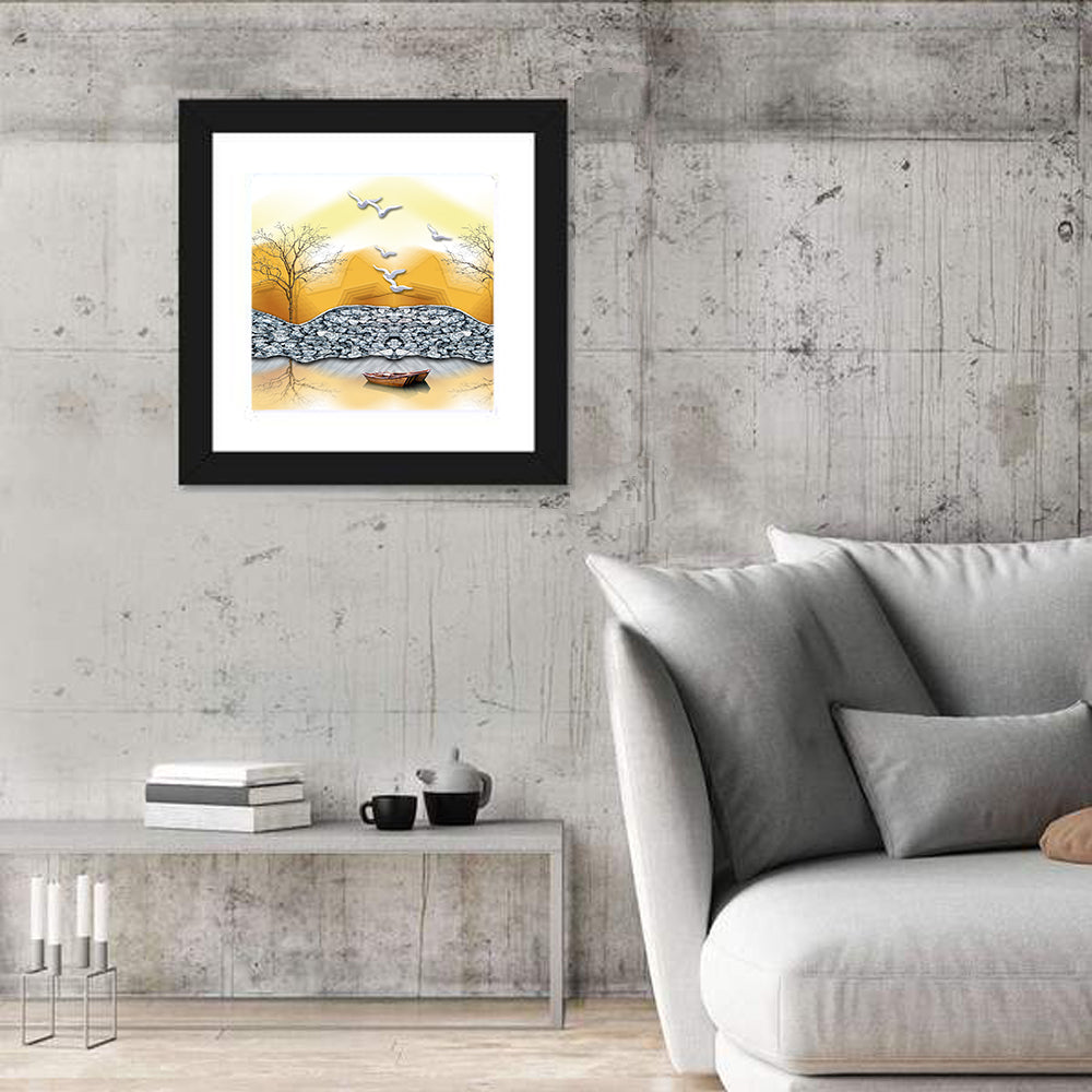 Lake Forest Reflection Wall Art in a room, square