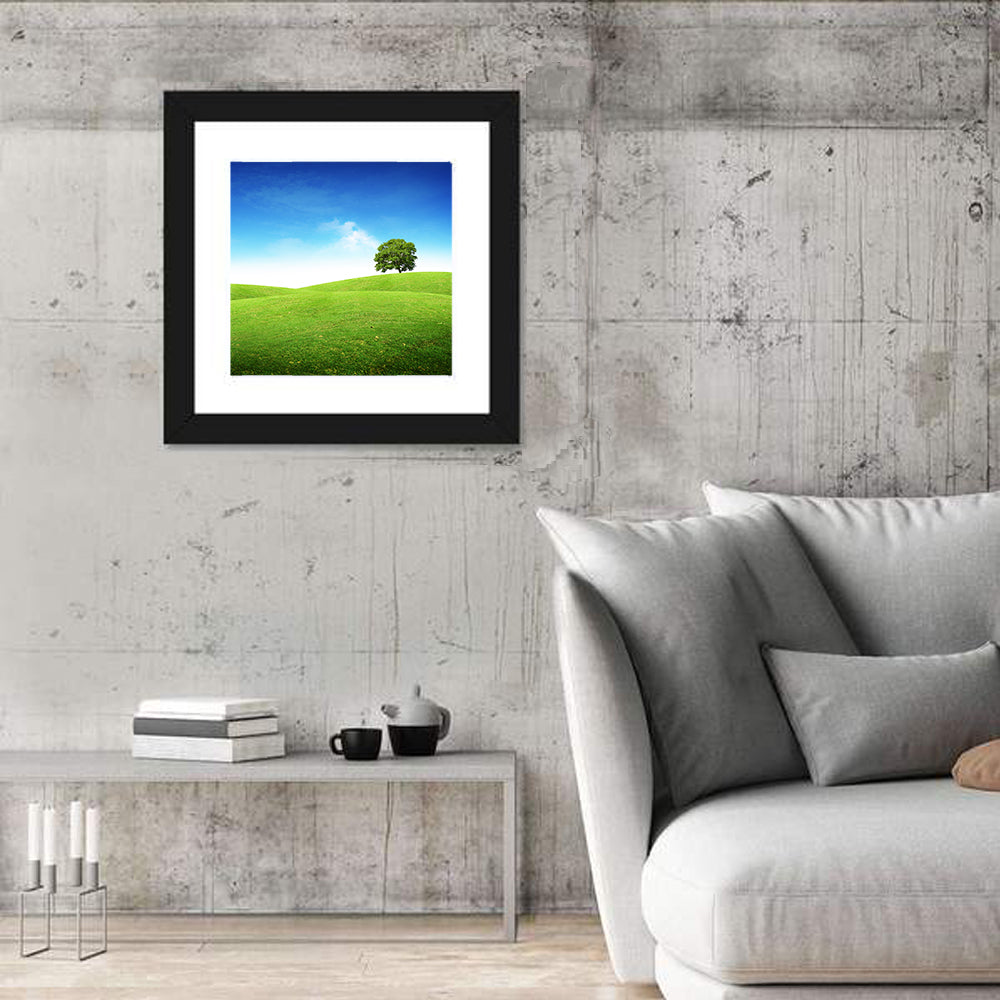 Lone Tree on Rolling Green Hill Wall Art