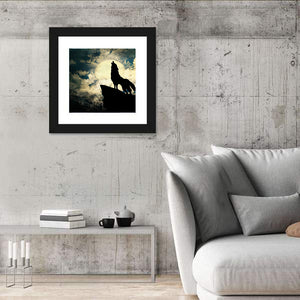 Wolf Howling To Full Moon Wall Art