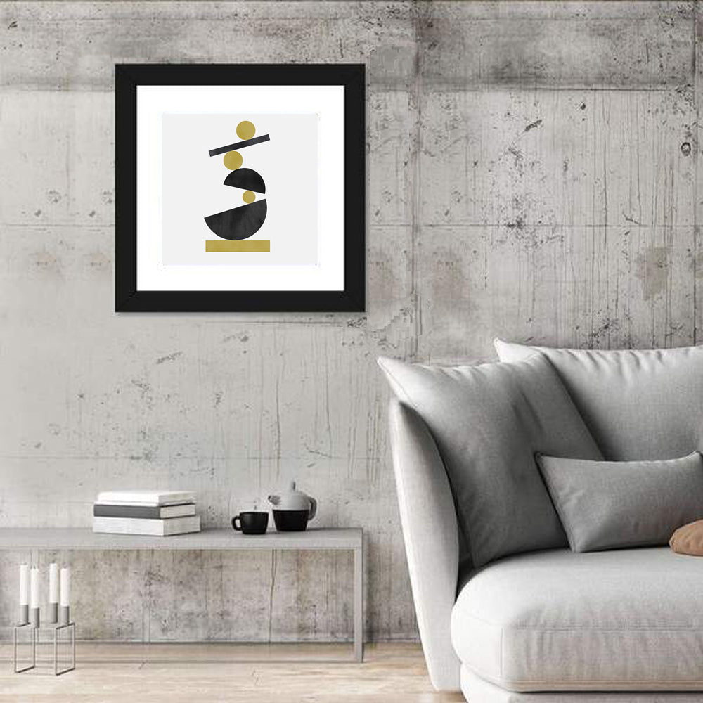 Balanced Geometric Stack Wall Art in a room, square