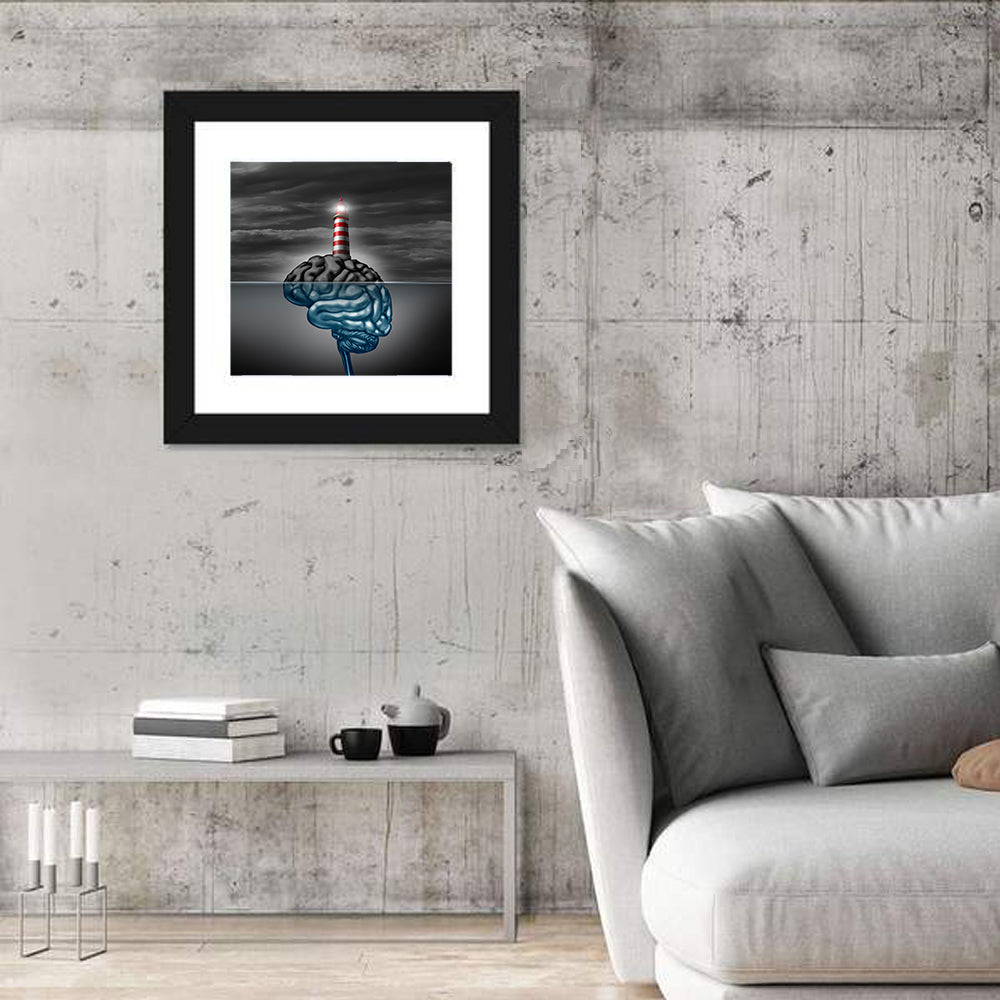 Surreal Brain Lighthouse Wall Art