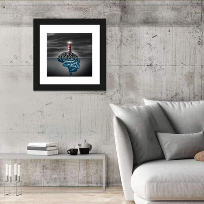 Surreal Brain Lighthouse Wall Art
