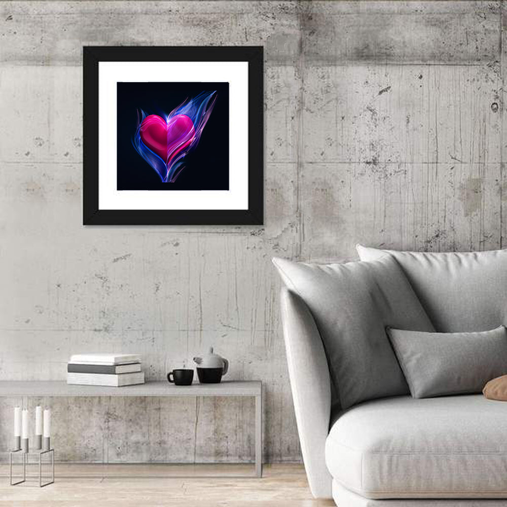 Glowing Pink Heart in Blue Flame Wall Art