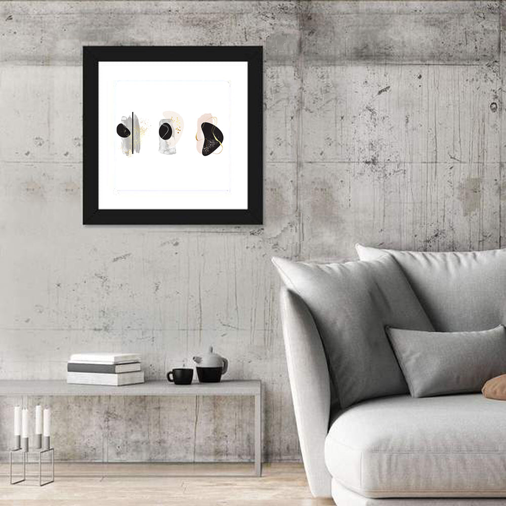Minimalist Abstract Triptych with Gold Accents Wall Art
