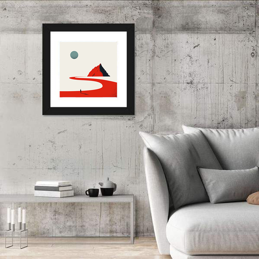 Career Path Mountain Illustration Wall Art in a room, square