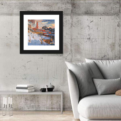 Winter Cityscape at Sunset Wall Art