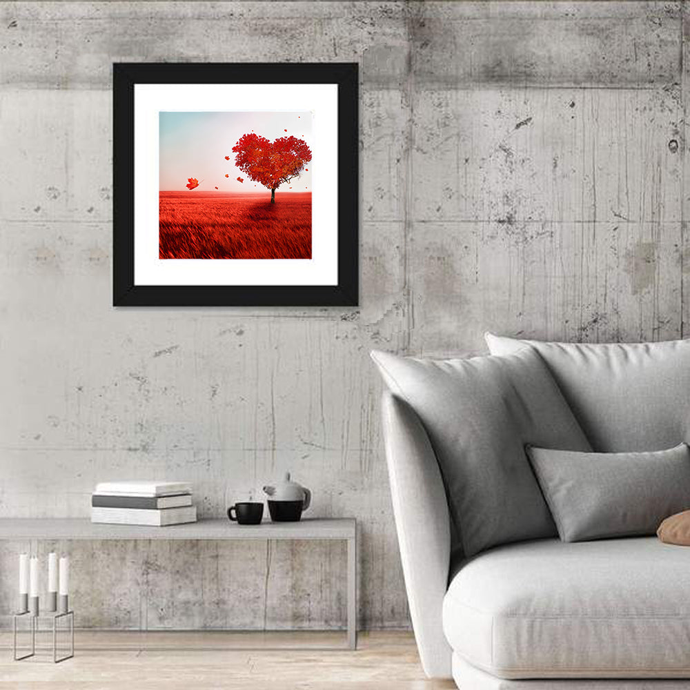 Heart-shaped Tree in Red Field Wall Art