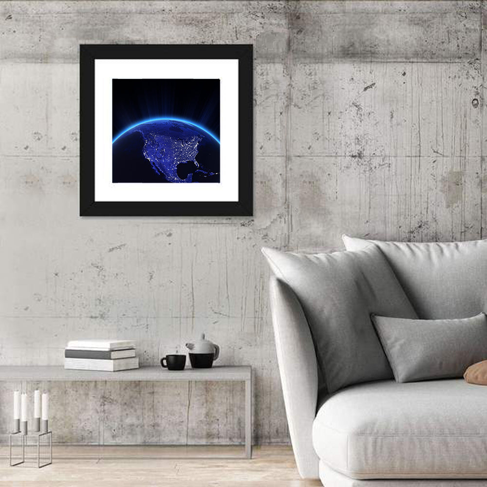North America City Lights at Night Wall Art