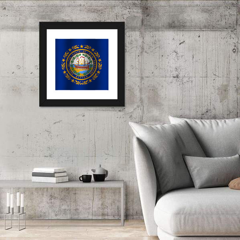 New Hampshire Flag with Ship Emblem Wall Art