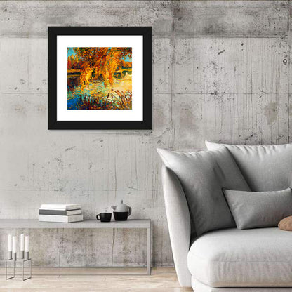 Autumn Lake with Weeping Willow Wall Art