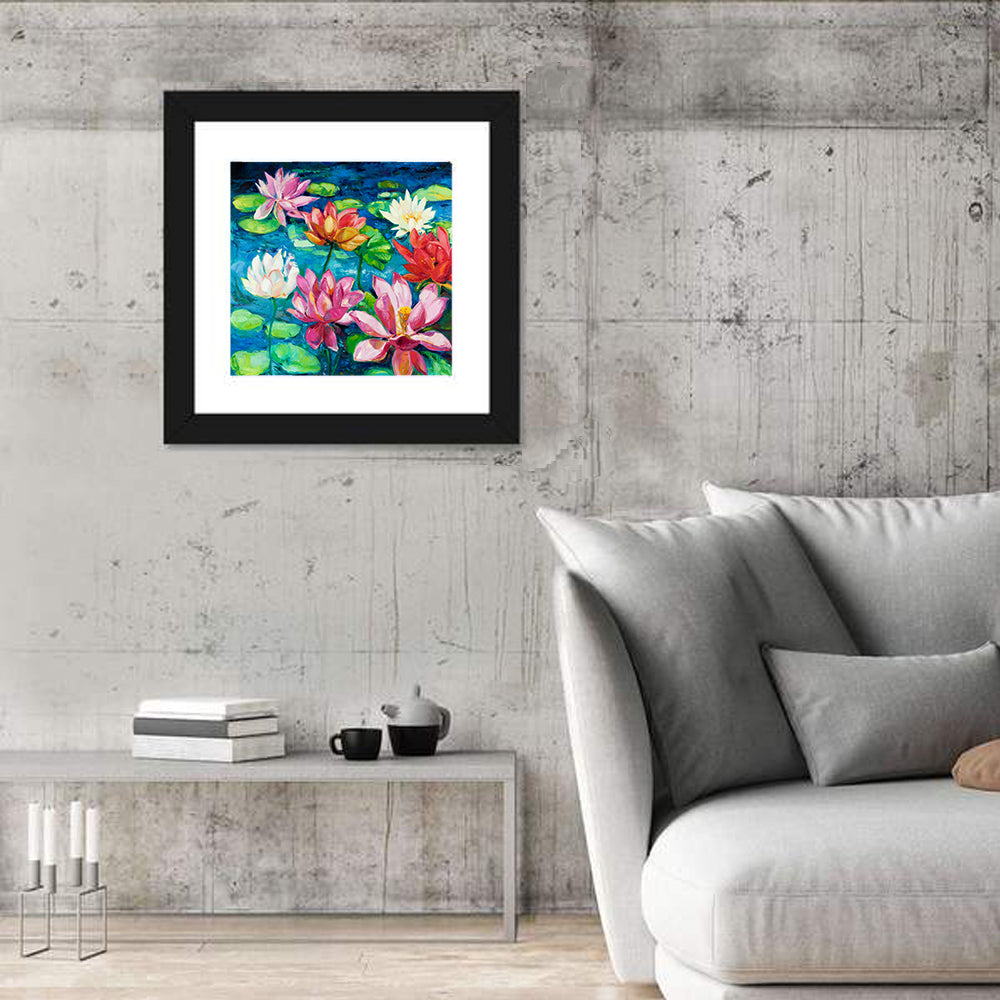 Overhead Lotus Pond Painting Wall Art