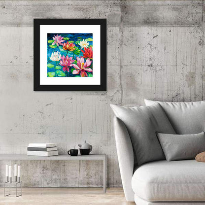 Overhead Lotus Pond Painting Wall Art