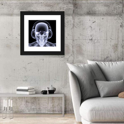 X-ray Skull with Headphones Wall Art