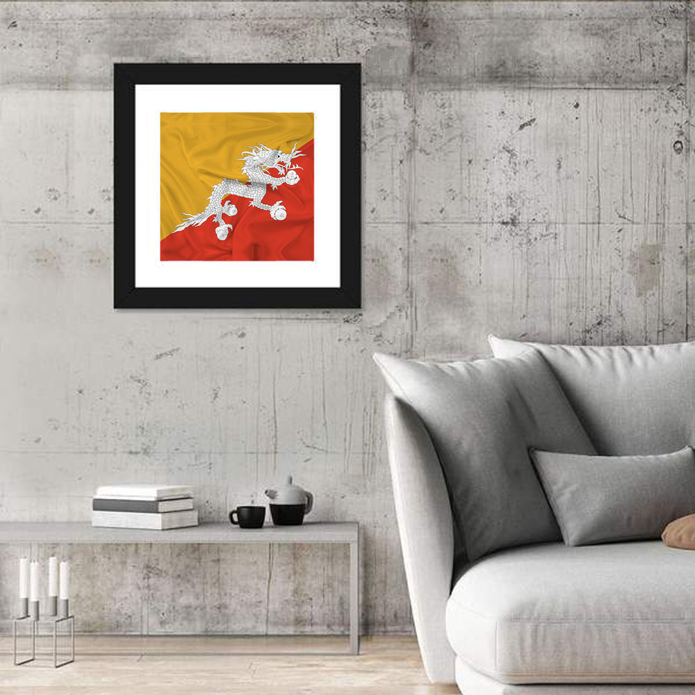 Waving Bhutan Flag Wall Art