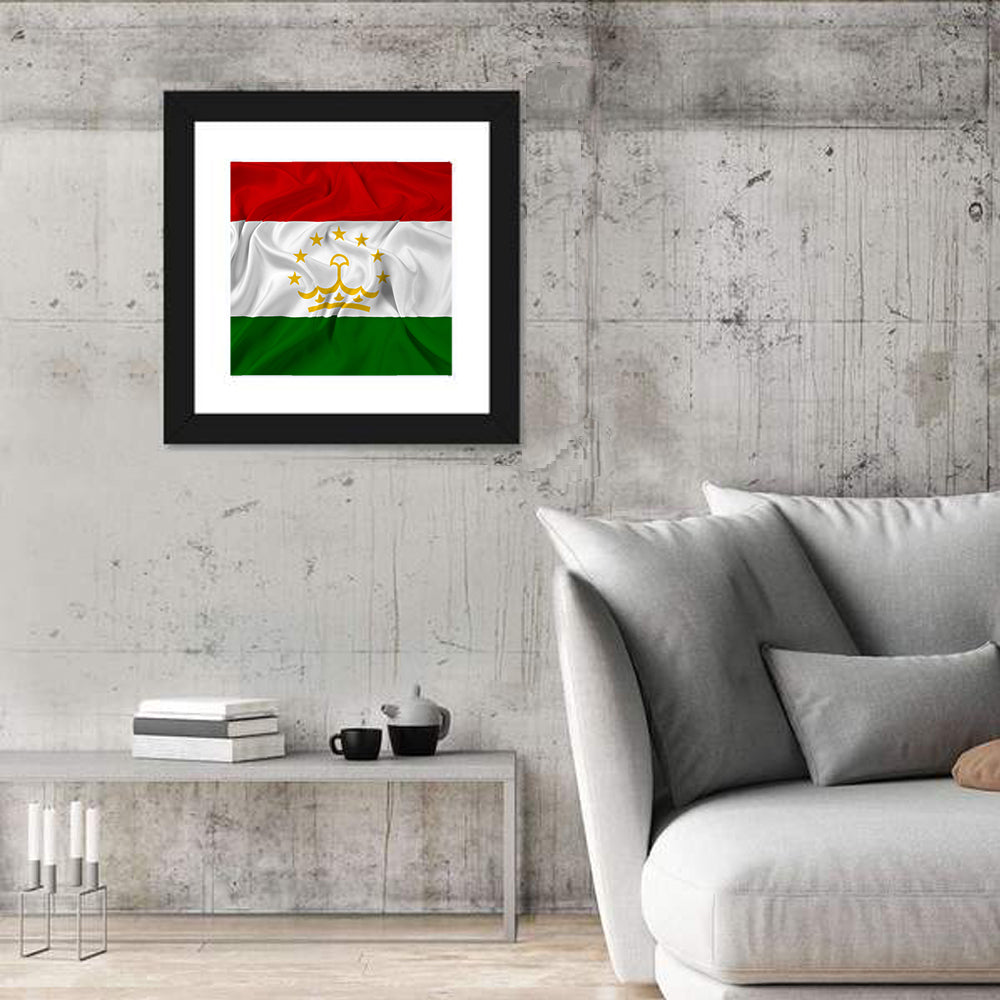 Tajikistan Flag with Crown Emblem Wall Art
