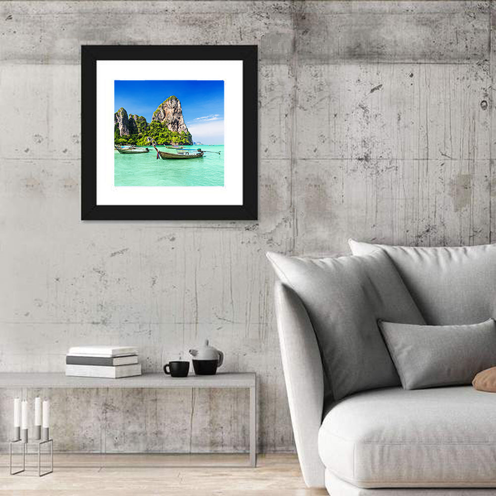 Railay Beach Long-tail Boats Wall Art
