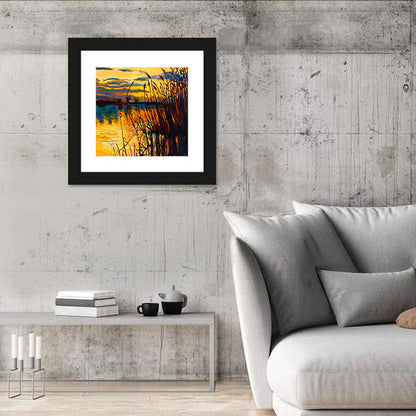 Sunset Lake with Reeds Wall Art