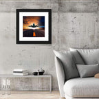 Passenger Jet Landing at Sunset Wall Art