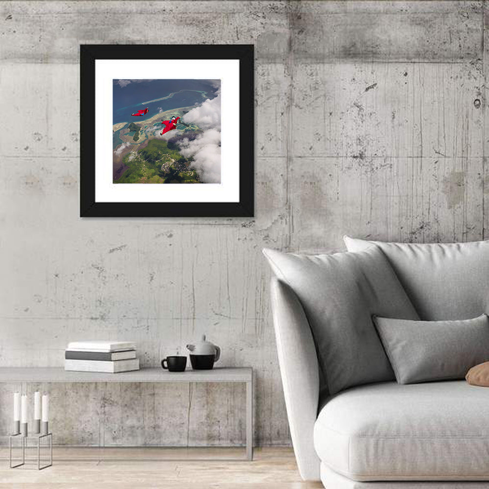 Wingsuit Duo Over Palau Coast Wall Art