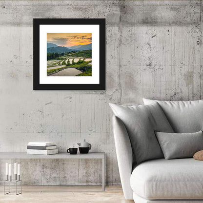 Japanese Rice Terraces Sunset Wall Art