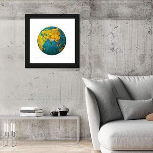 India On Globe Map Wall Art