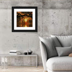 Lake Tree Silhouette at Golden Sunset Wall Art
