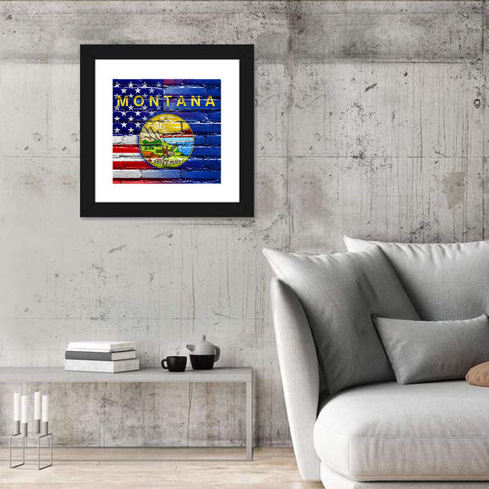 USA & Montana State Flag Wall Art