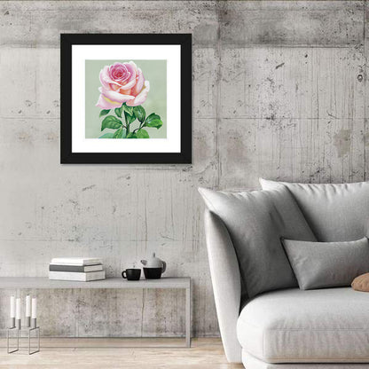 Pink Watercolor Rose Wall Art