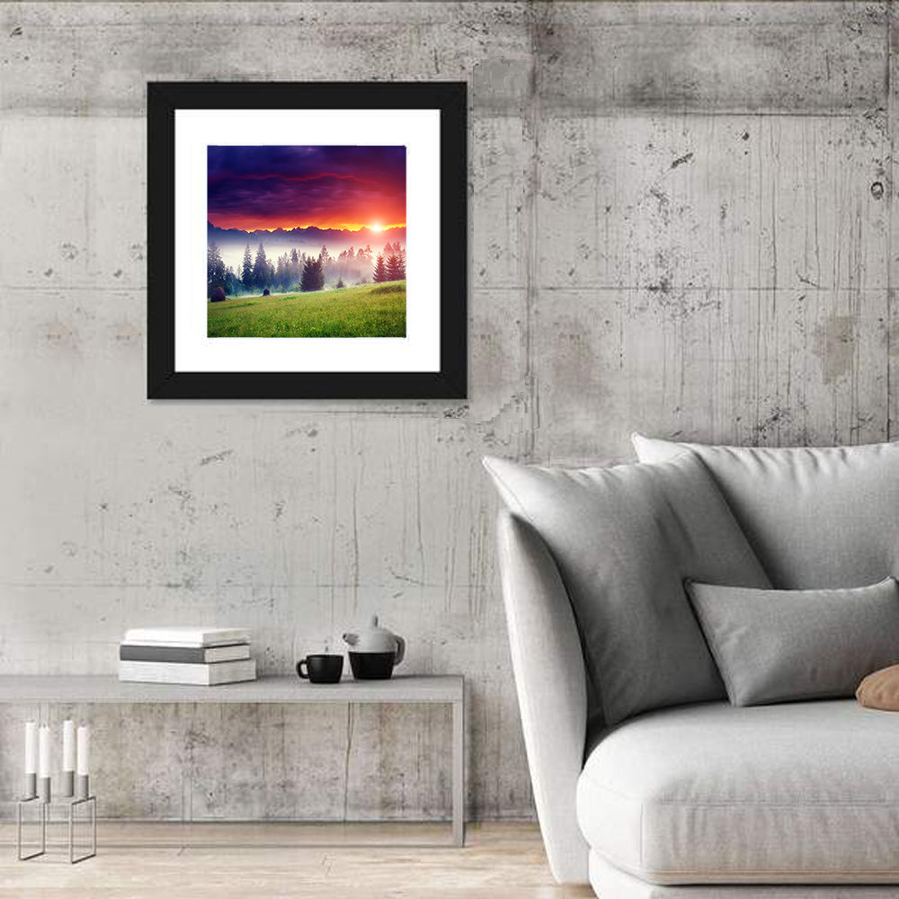 Glowing Mountain at Sunrise Wall Art