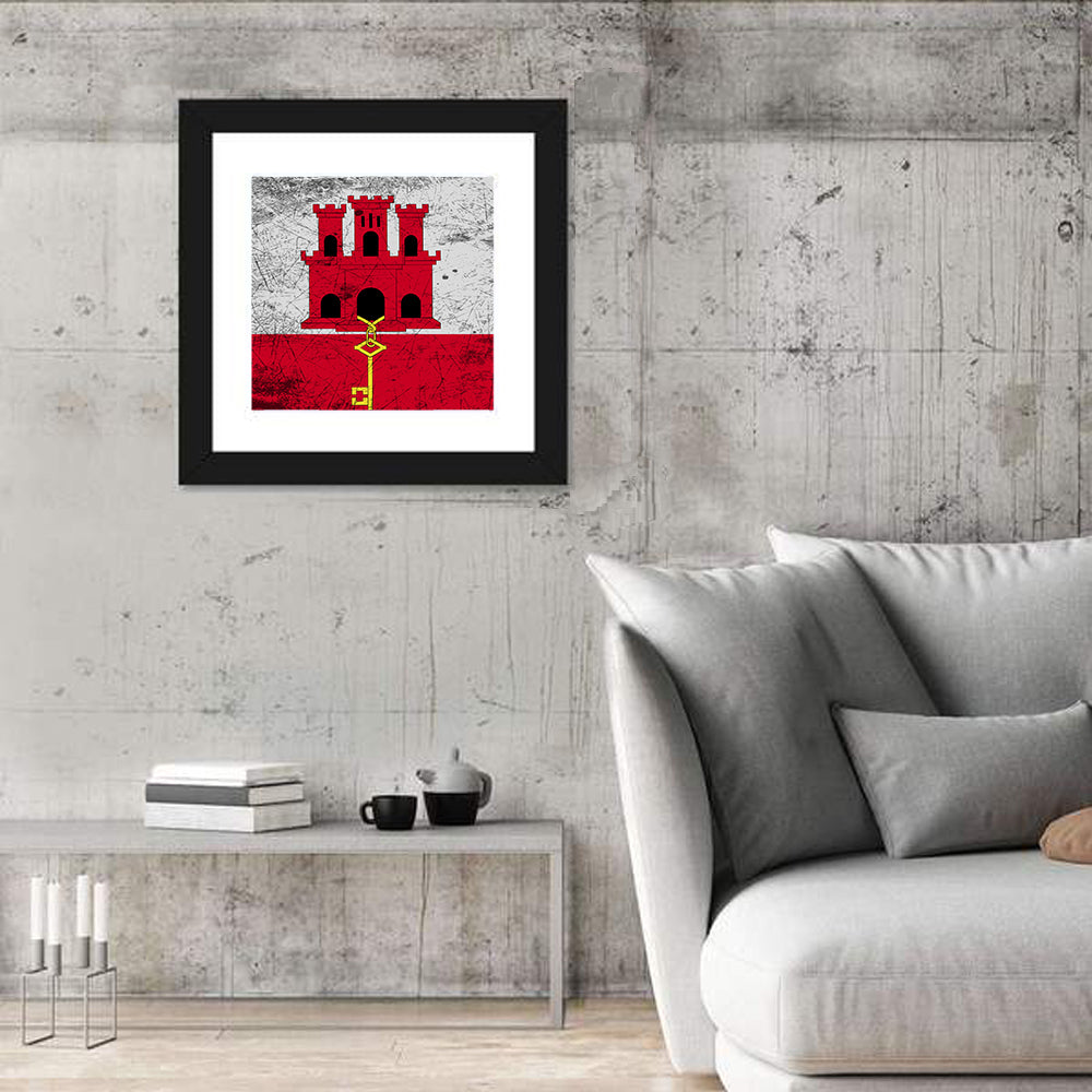 Gibraltar Flag with Castle and Key Wall Art