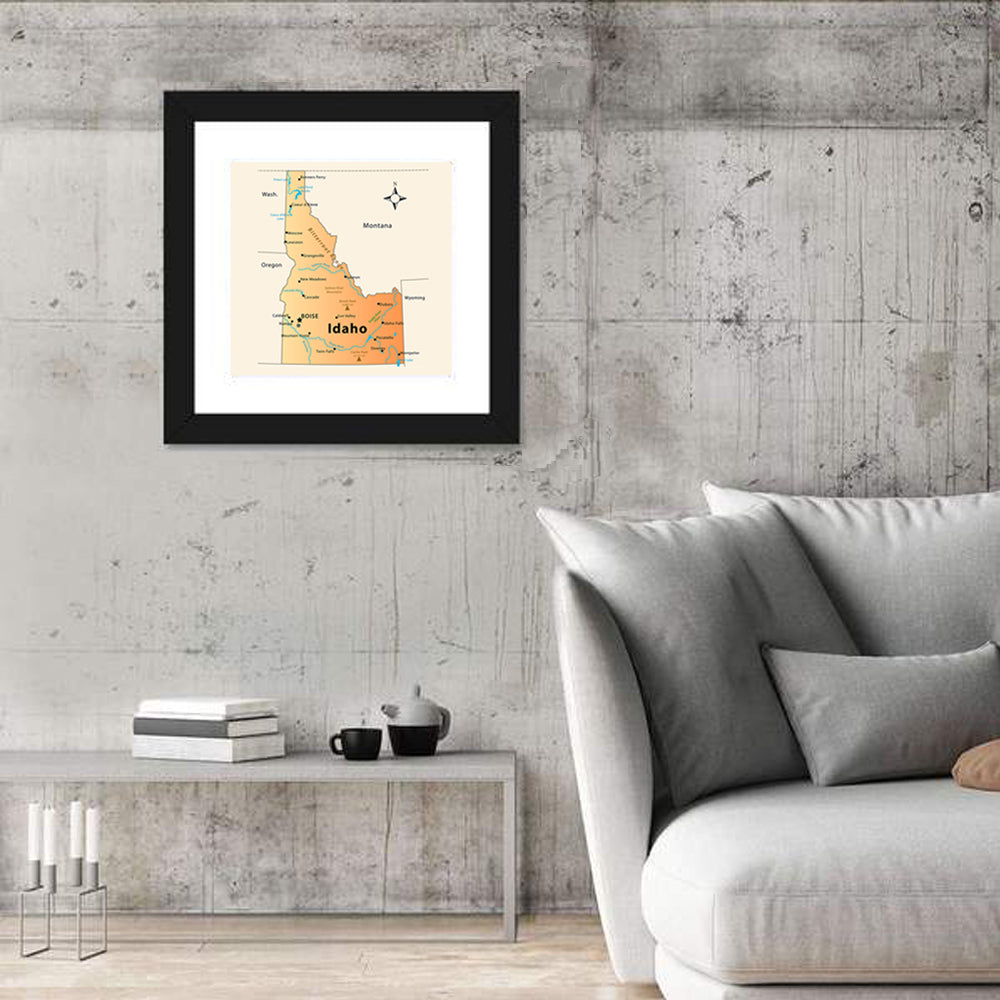 Idaho Cartographic Map Wall Art