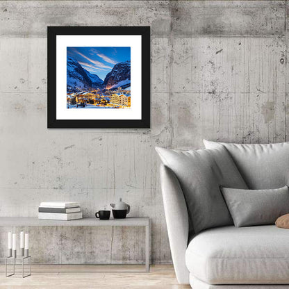 Twilight Ski Village in the French Alps Wall Art
