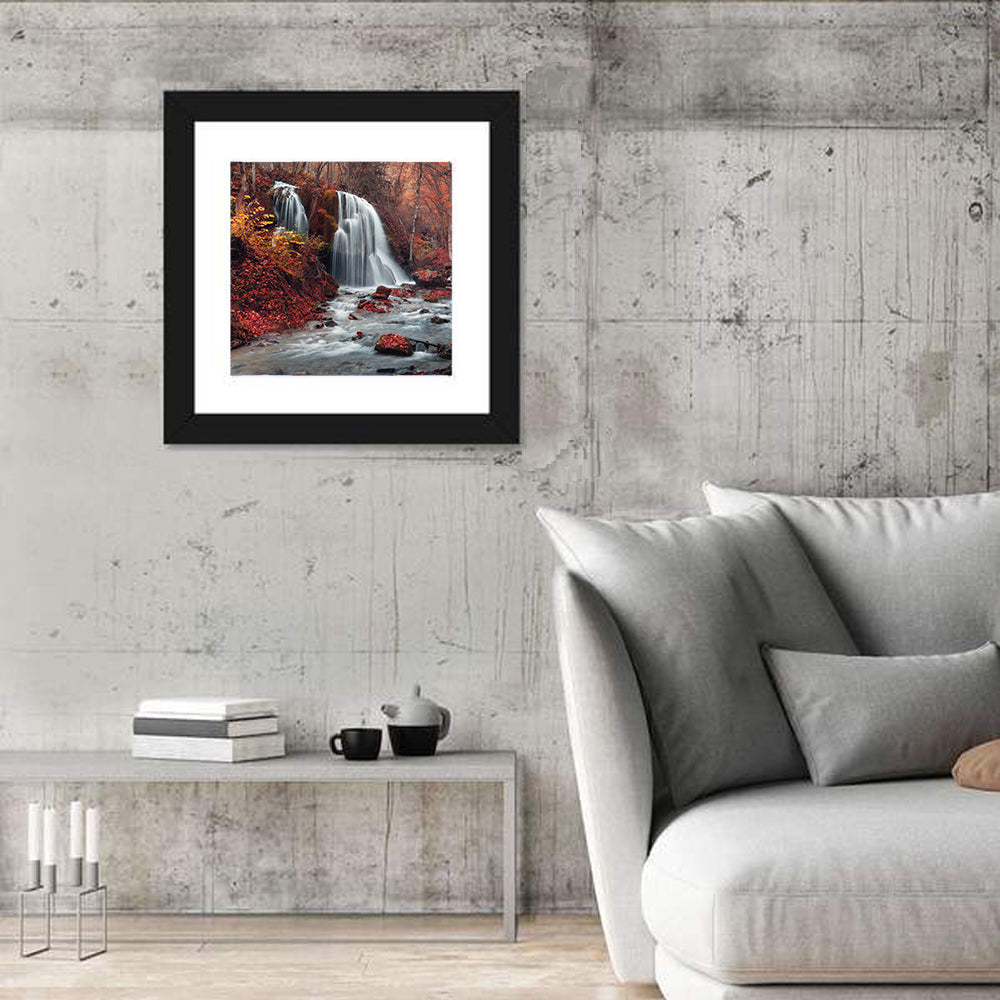 Dual Tier Autumn Forest Waterfall, Crimea Wall Art