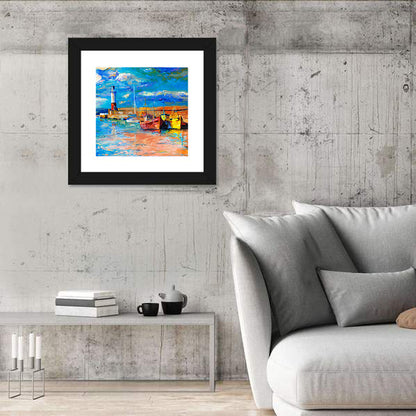 Lighthouse Harbor Sunset Wall Art