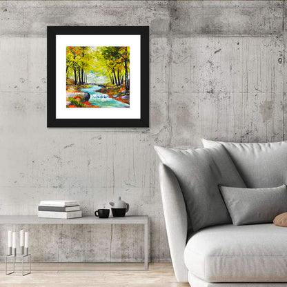 River In Autumn Forest Wall Art