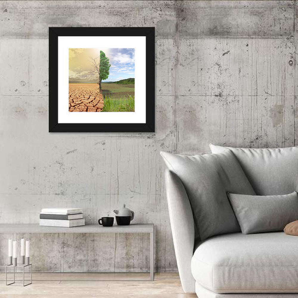 Split Landscape with Half-alive Tree Wall Art