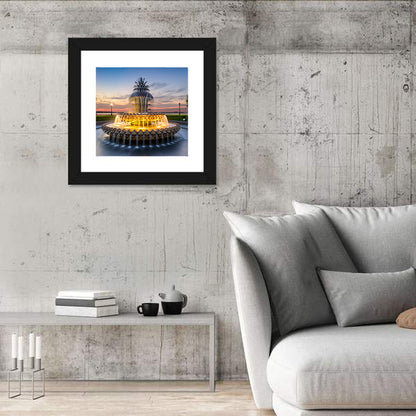 Charleston Pineapple Fountain at Dusk Wall Art