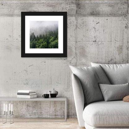 Misty Evergreen Forest Overview Wall Art