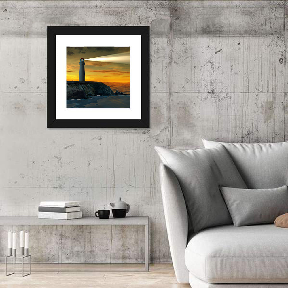 Solitary Lighthouse at Sunset Wall Art