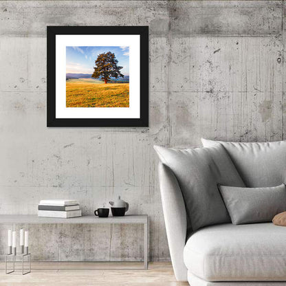 Golden Hour Meadow with Lone Tree Wall Art