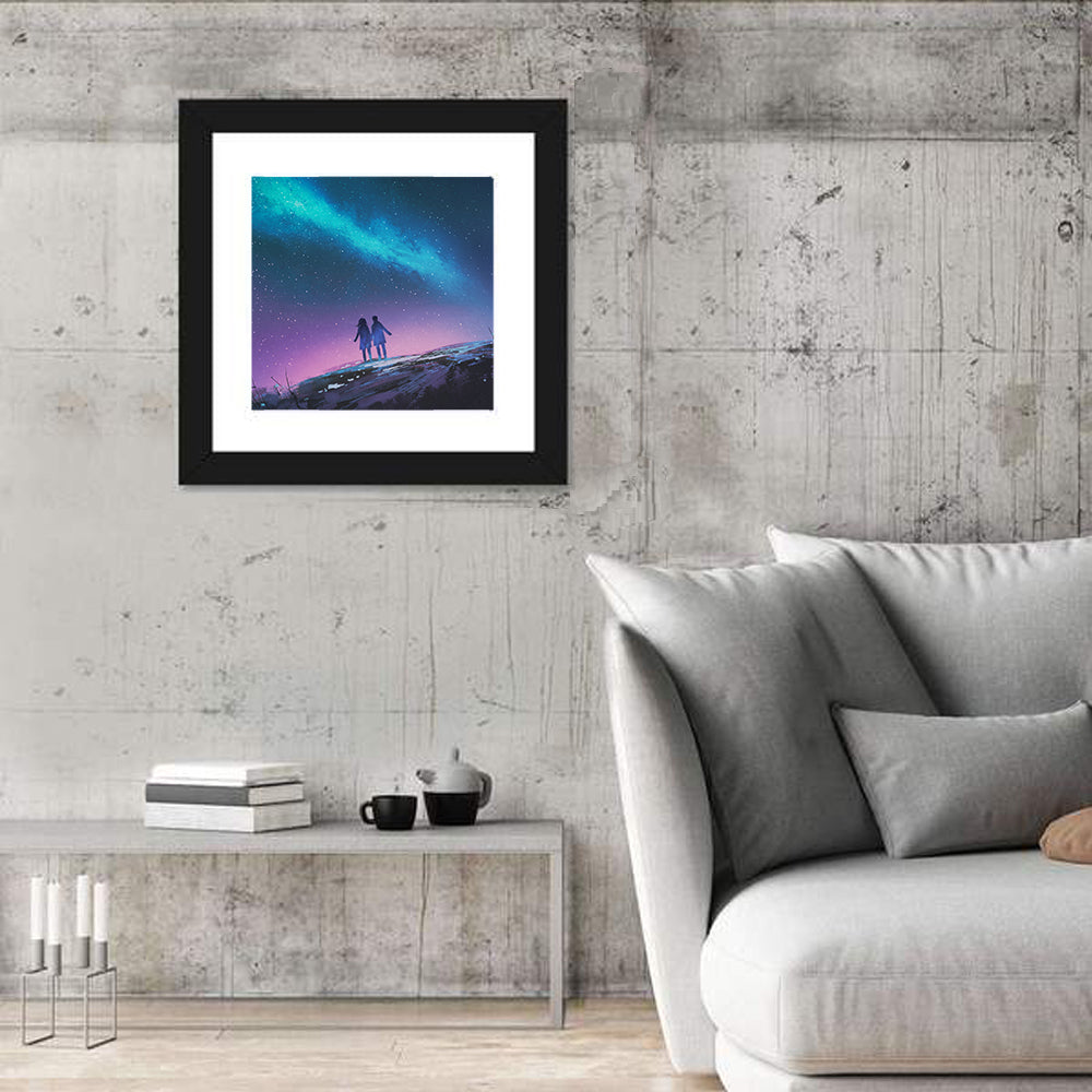 Milky Way Nightscape with Silhouetted Couple Wall Art