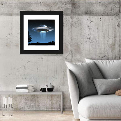 Ufo Over Silhouetted Grassland Wall Art