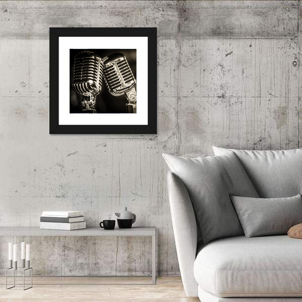 Three Vintage Studio Microphones Wall Art