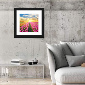 Sunrise Over Tulip Field Wall Art