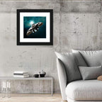 Low Angle Starship with Blue Thrusters Wall Art